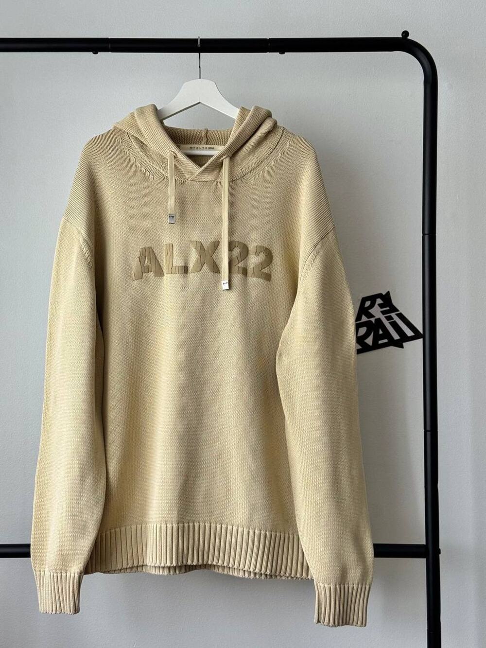 1017 ALYX 9SM ALX22 Heavy Knit Boxy Relaxed Hoodie Beige